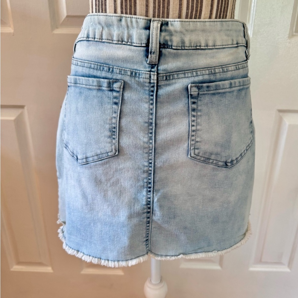 Justice Blue Asymmetrical Distressed denim Skirt with shorts underneath - Picture 4 of 9